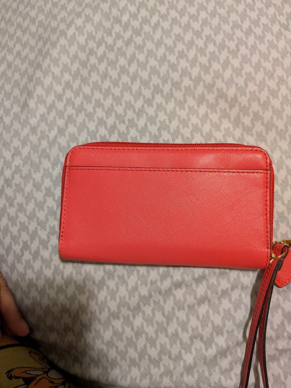 Coach Saffiano Zip Wristlet Wallet in Coral Red